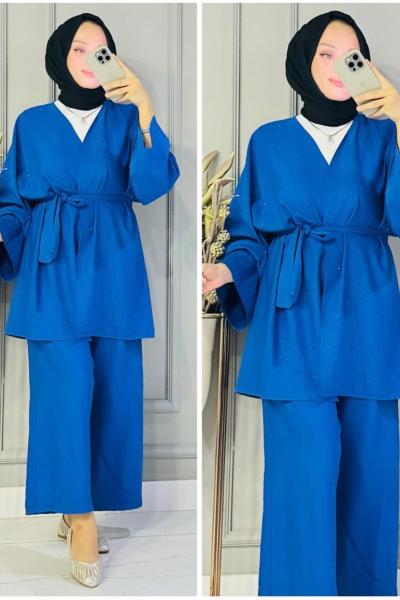 Cansu kimonolu takım Mavi Ekru