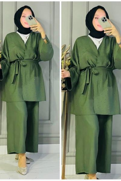 Cansu kimonolu takım Mint Yeşili
