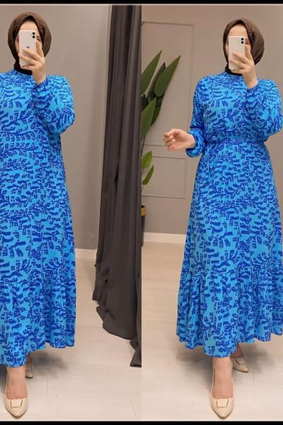 Ecrin yazlik Tesettur elbise Mavi