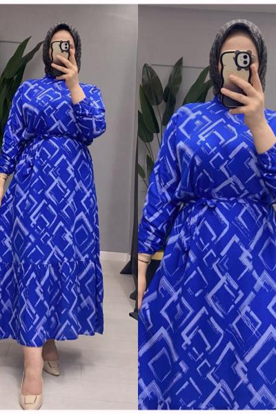 Elif elbise Mavi Geçişli