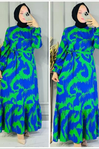 Feray tesettur yazlik elbise  Mavi