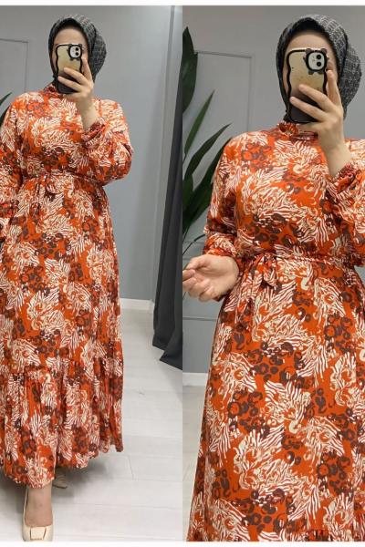 İrem tesettur yazlik elbise Kiremit