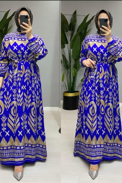 Pelin elbise Saks Mavisi