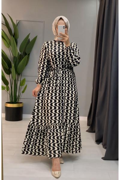 Tesettur Yazlik viskon elbise Siyah