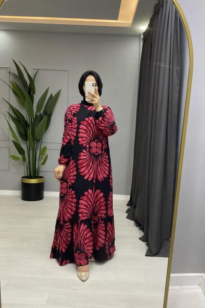 Tesettur Yazlik günlük elbise Kırmızı